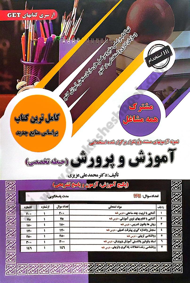 نمونه آزمون های مستند و پرتکرار برگزار شده استخدامی آموزش پرورش {حیطه تخصصی} مشترک همه مشاغل با پاسخ نامه واقعا تشریحی
